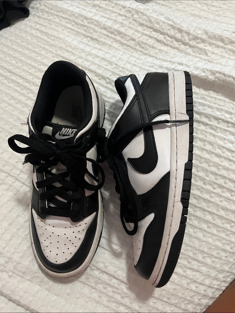 Nike Kids Black and White Low-Top Sneakers with Swoosh